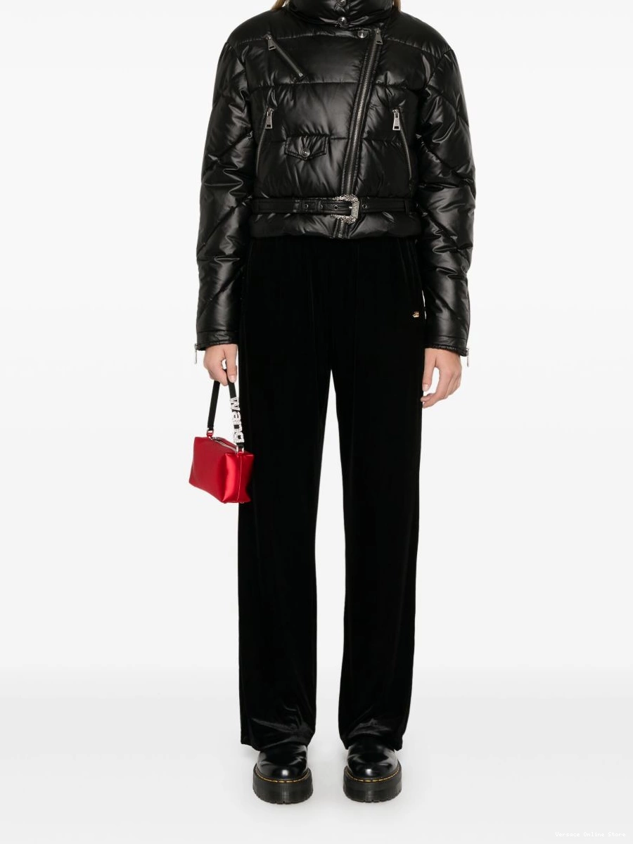 Affordable Couture Versace Baroque jacket buckle Jeans puffer Women 0709